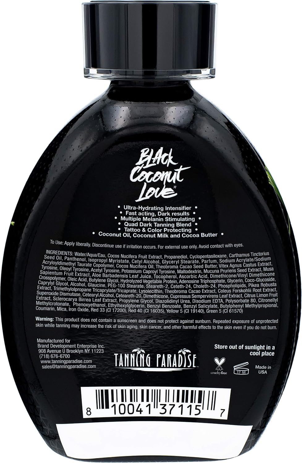 Tanning Paradise Black Coconut Love Tanning Lotion | Coconut Oil | Age-Defying | Tattoo Protecting Formula | Ultra Hydrating Dark Tanning Lotion, 13.5oz