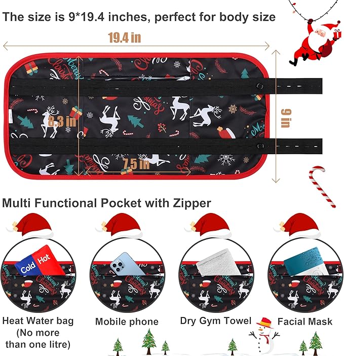 Leekalos Castor Oil Pack Wrap, Reusable Organic Castor Oil Packs for Liver Detox, Castor Oil Packs with Adjustable Elastic Strap for Christmas Gifts (Castor Oil Not Included) (Christmas Deer)