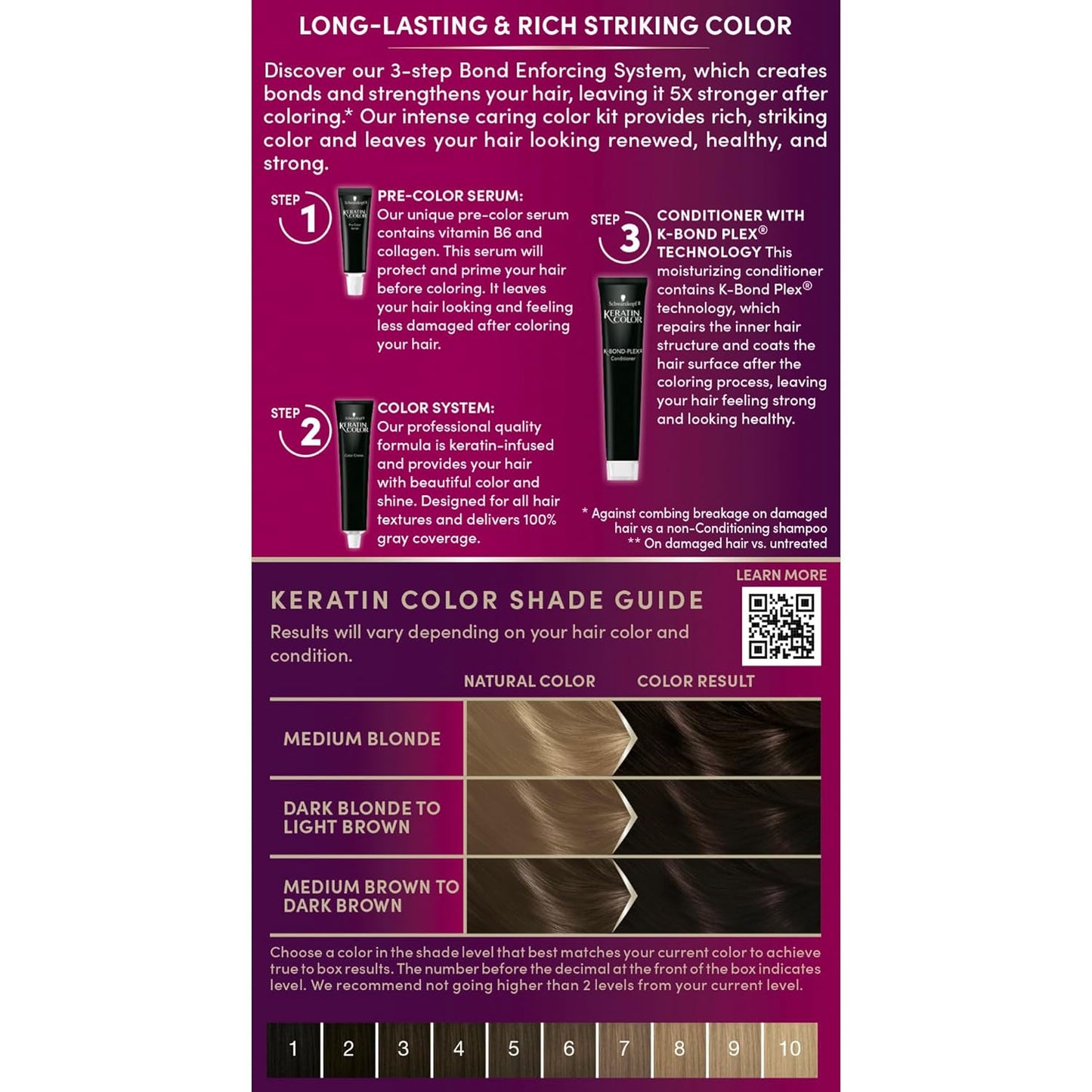 Schwarzkopf Keratin Permanent Hair Dye Cream, 3.0 Espresso, Professional Quality Color for Up to 100% Gray Coverage, Bond Enforcing System