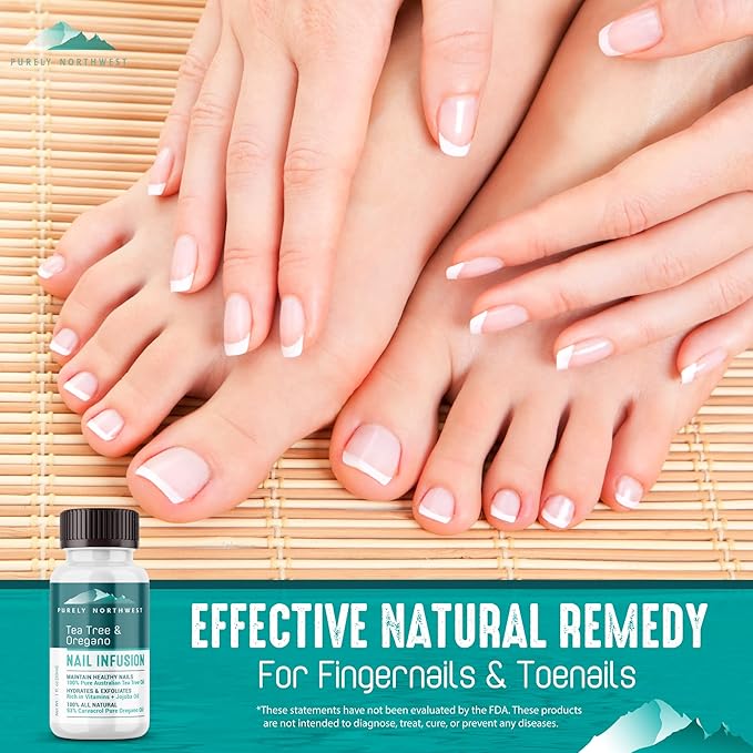 Extra Strength-Toenail Solution-100% All Natural-Tea Tree & Oregano-Effective for Thick, Discolored & Cracked Nails-Softens Dry Cracked Nails & Cuticles-by Purely Northwest 1oz