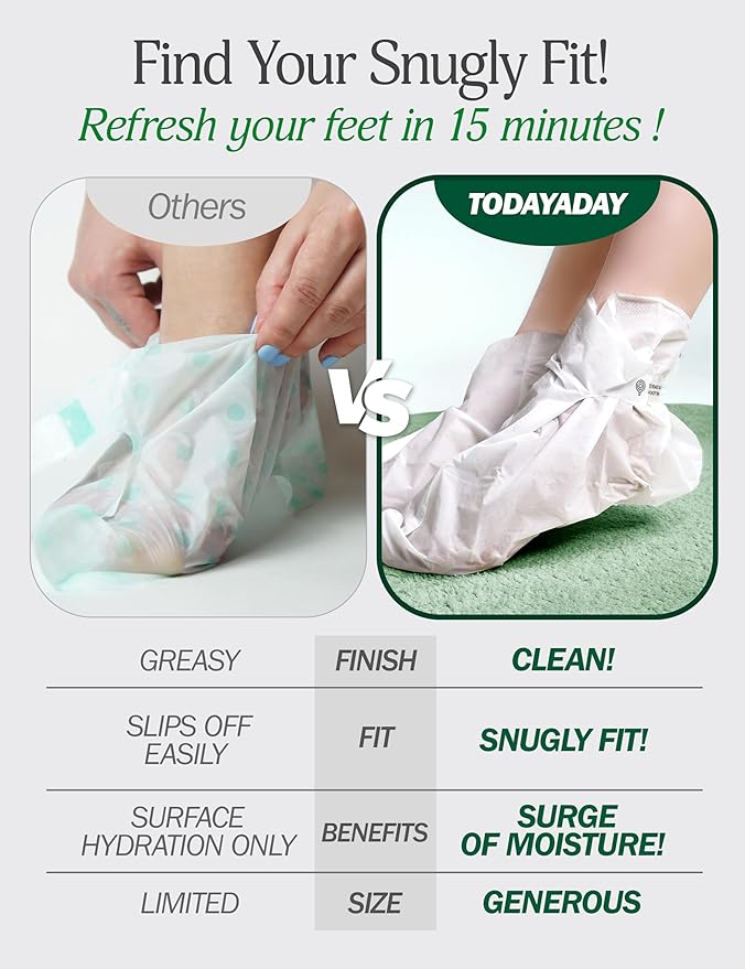 Moisturizing Foot Mask for Dry Cracked Feet | Hydrating at Home Foot Spa Kit Baby Feet Foot Peel Cracked Heel Repair w/Natural Ingredients | No More Dry Rough Calloused Feet (5 Pairs)