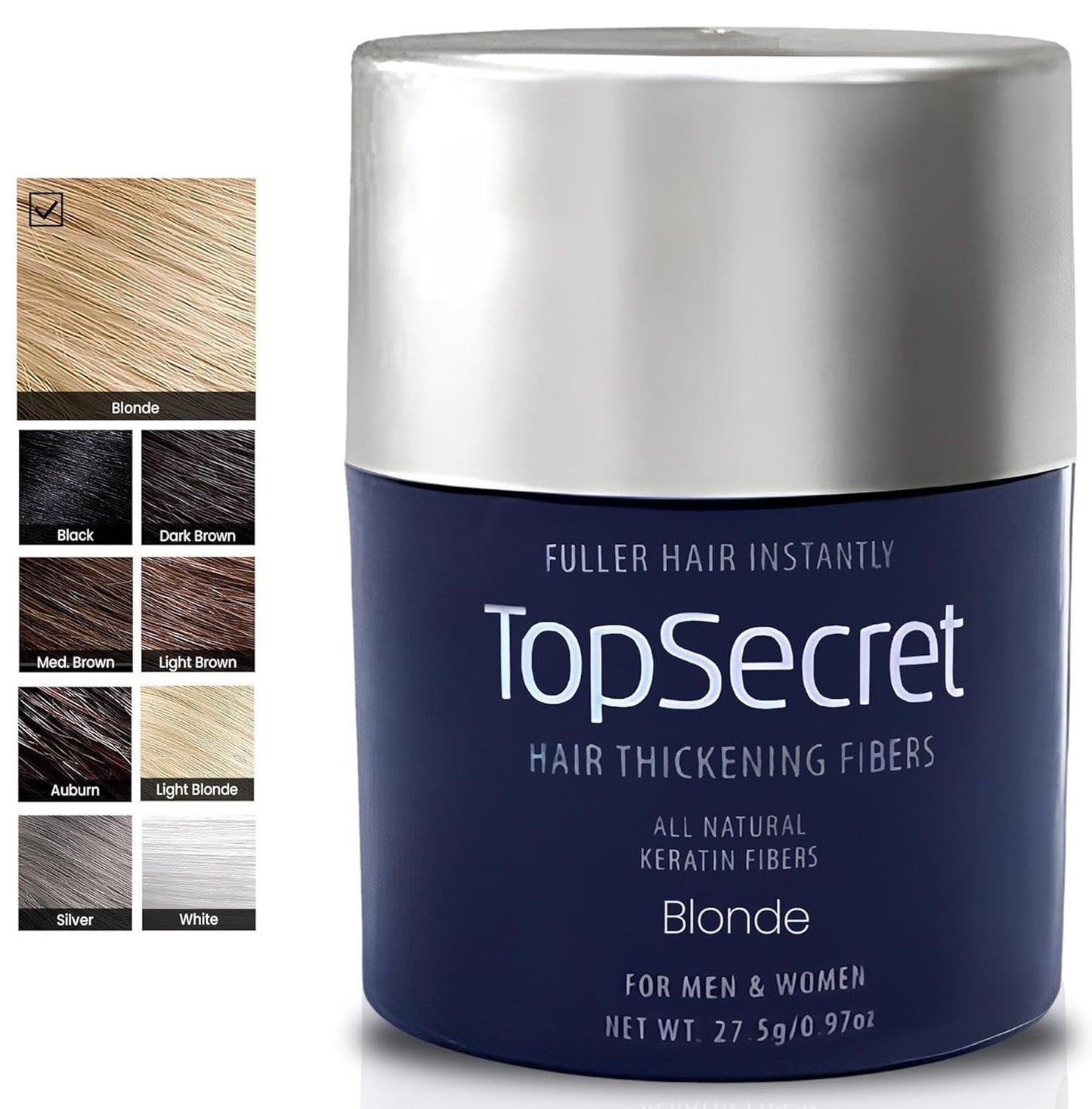 Top Secret Hair Thickening Building Fibers Refills - Undetectable & Natural Hair Filler - for Men & Women - Instantly Fill In Fine Thinning Hair - Weather & Sweat Resistant (Blonde, Travel)