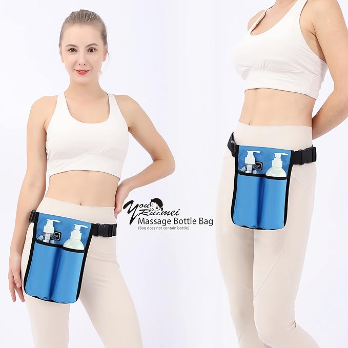 Massage Bottle Bag Massage Therapist Holster Massage Lotion Holster Massage Oil Holster（YR-2KD-Blue）