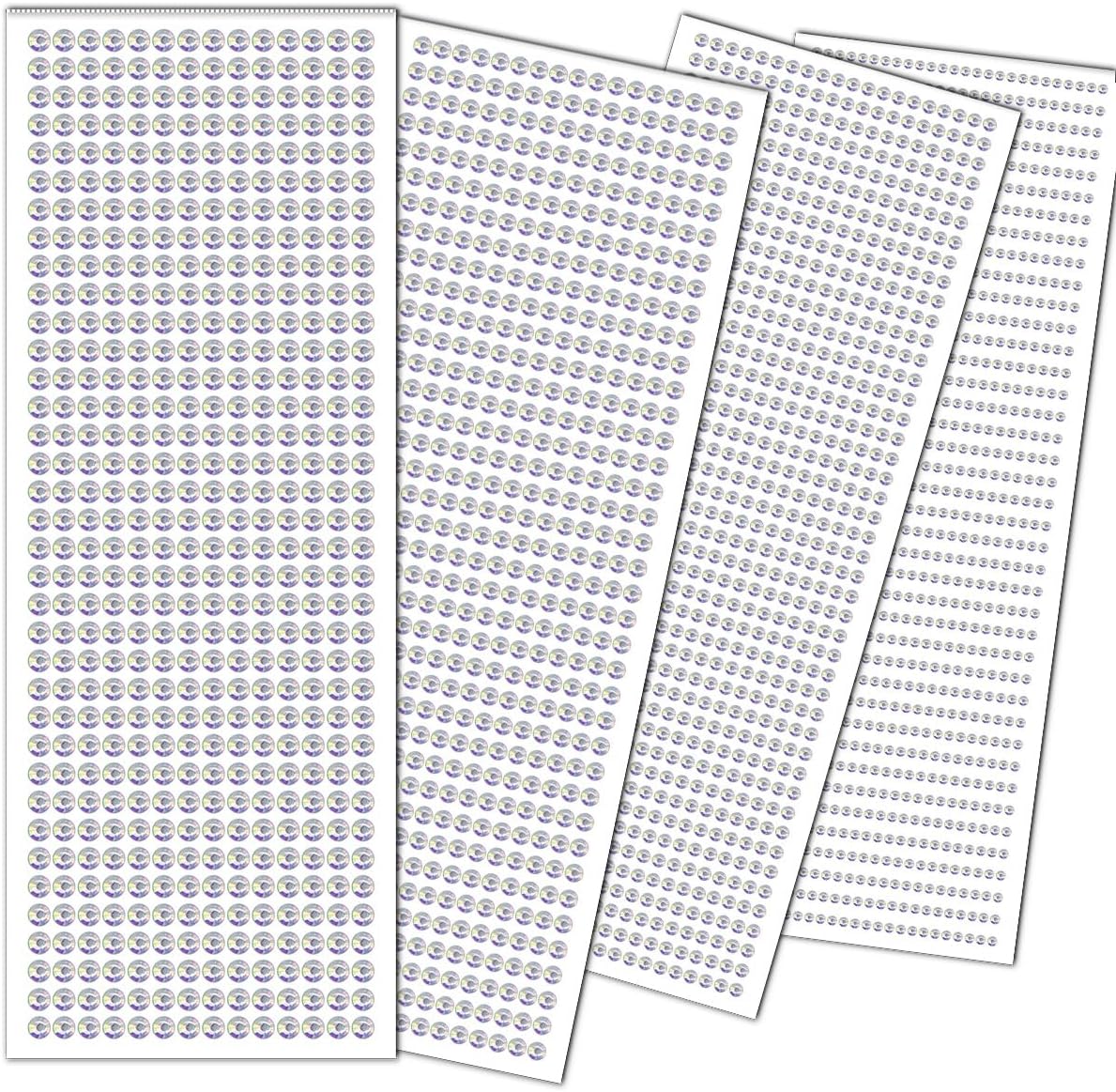 3090 Pcs 4 Sheets Rhinestone Stickers 3/4/5/6 mm Self Adhesive Craft Rhinestones Gems for Face Eyes Makeup Hair Body (AB-3/4/5/6mm)