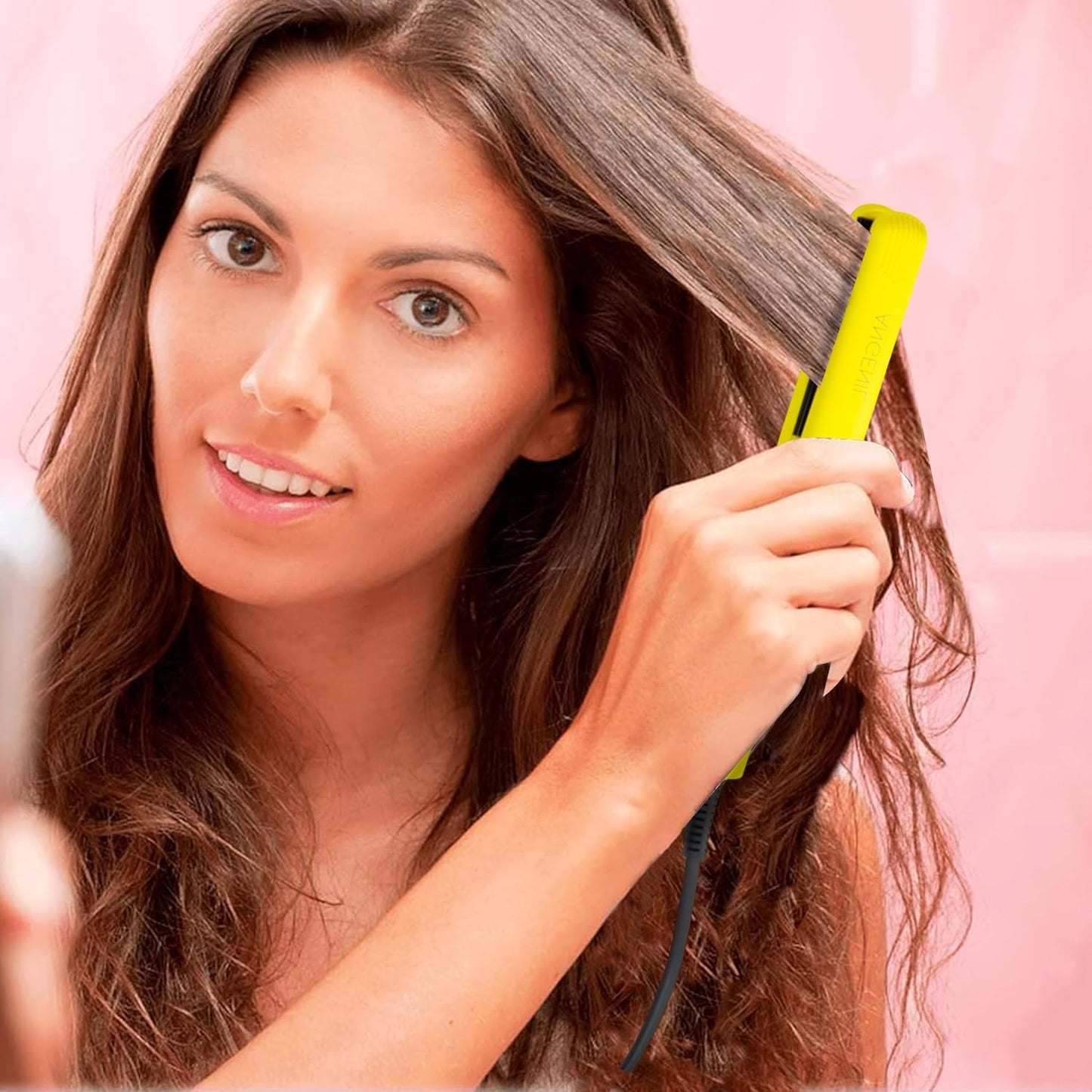 ANGENIL Pro Ceramic Tourmaline Mini Flat Iron for Short Hair, Portable Small Flat Iron with Anti-Scald Silicone, 0.7 inch Travel Size Mini Hair Iron, 20S Fast Heating, 3 Temp (280℉- 320℉ -380℉)