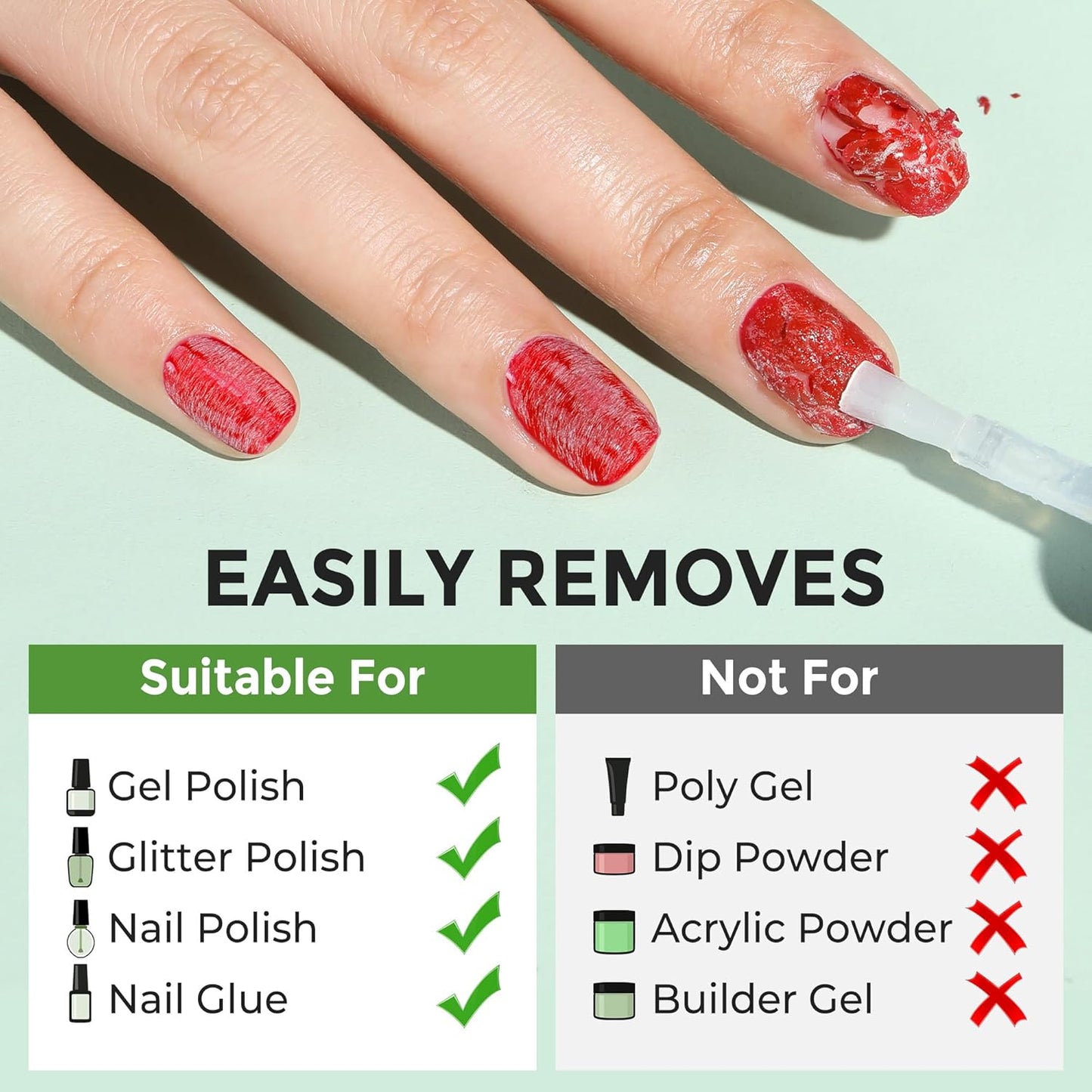 Gel Nail Polish Remover: 5Pcs Gel Polish Remover Kit for Nails, Acetone-free Easy Quick Nail Polish Remove in 2-5 Minutes, No Need to Soak or Wrap, Professional Nail Remover Kit Tools