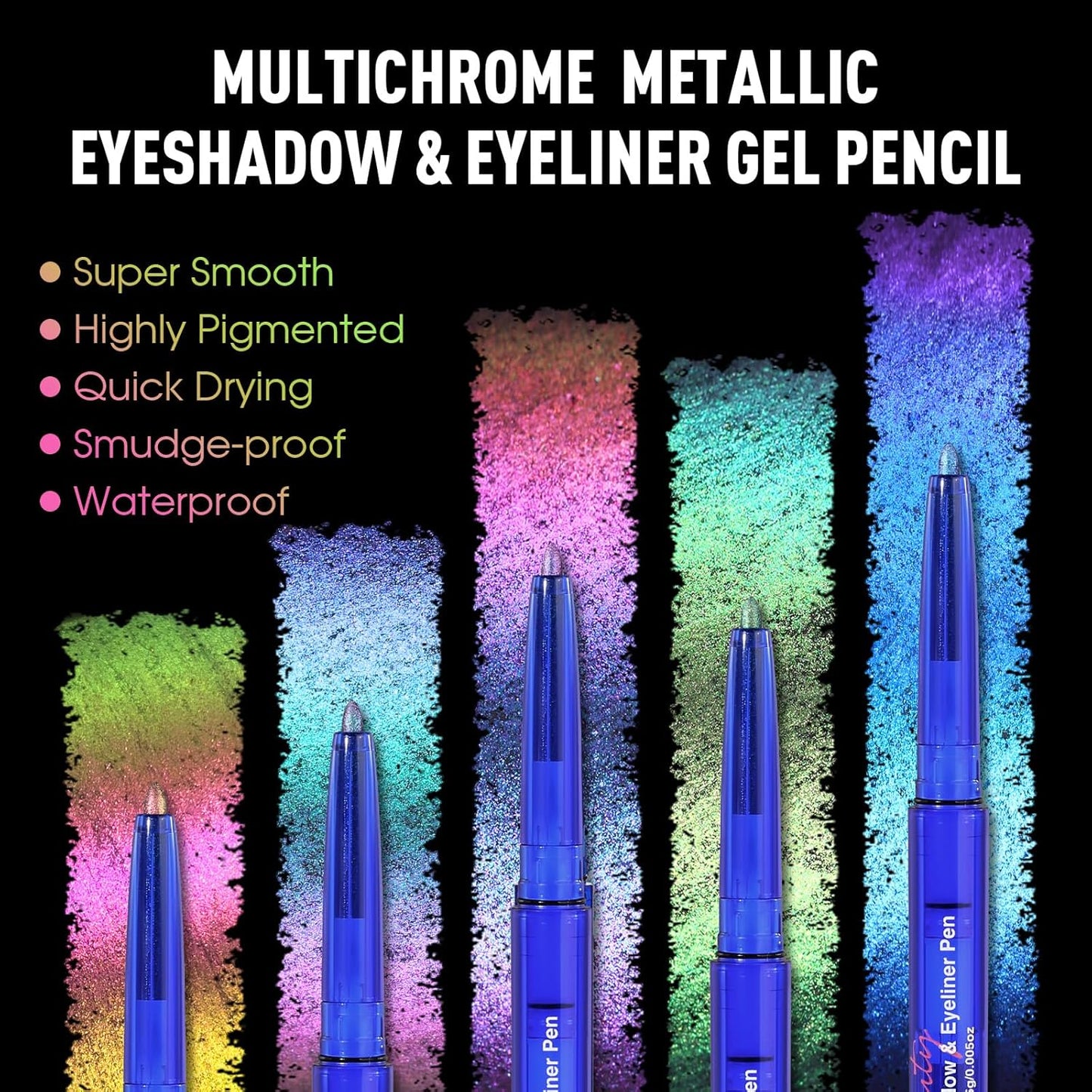 UCANBE Chameleon Eyeshadow & Eyeliner Gel Pencil - Multichrome Shifting Colors Metallic Glitter Eye Makeup,Waterproof Long-Lasting Smudge-Proof Multi-Dimensional Color (Metallic Pink to Golden Olive)