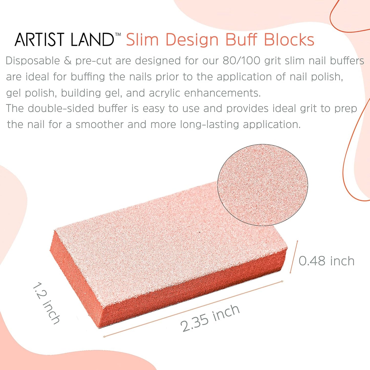Slim Orange Buffer Set – (80/100 Grit) - 50 Ct- Professional Grade Salon Quality Nail Buffing Blocks Pack for Pre-Application of Polish, Gel, Acrylic, Double-Sided Nail Buffer Blocks