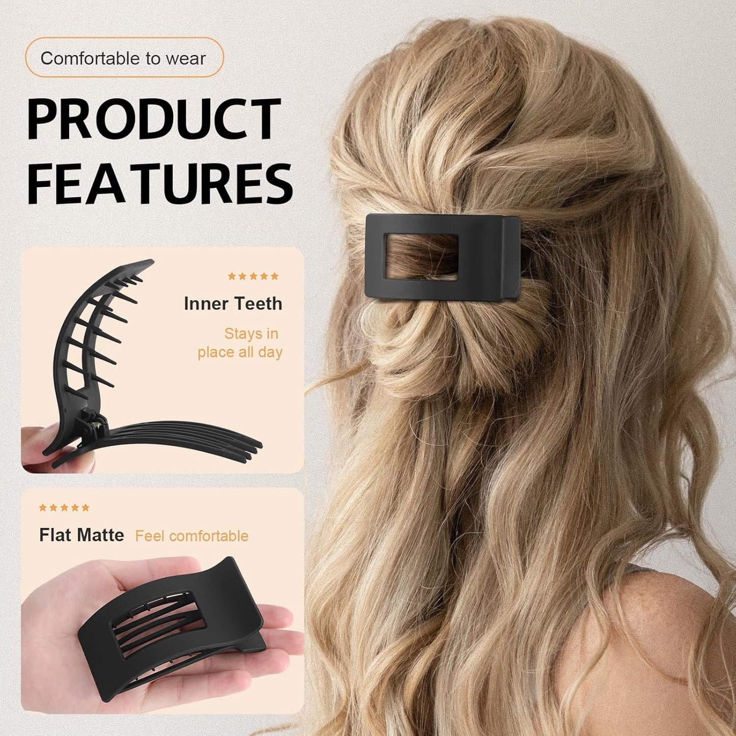 8 Pack French Flat Hair Clips for Women – Large Matte No-Slip Claw clips for Thick & Thin Hair, Strong Hold Styling Barrettes Accessories (Neutral)