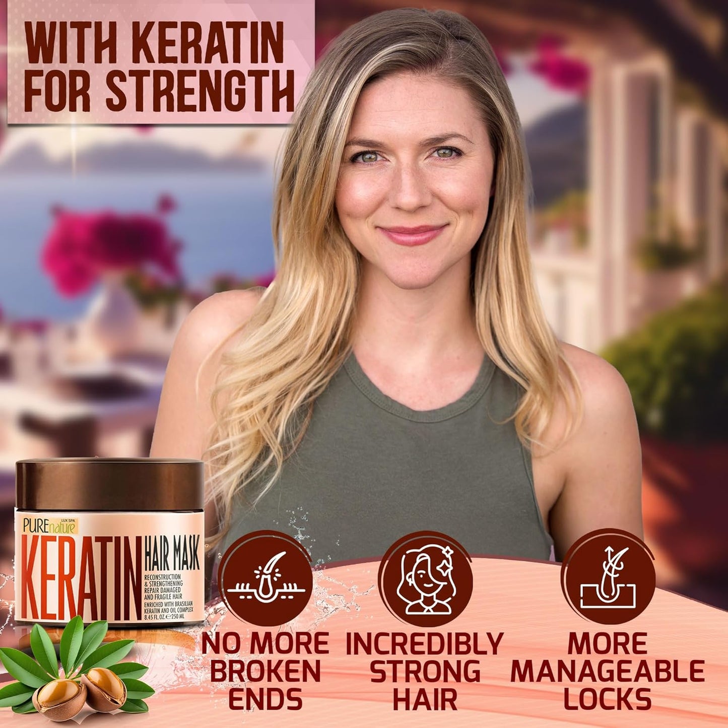 Keratin Hair Mask - Deep Conditioning Treatment for Dry and Frizzy Hair - Advanced Repair for Extremely Damaged Hair - Hydrating Conditioner with Collagen Protein, Moisturizing for Curly Women and Men
