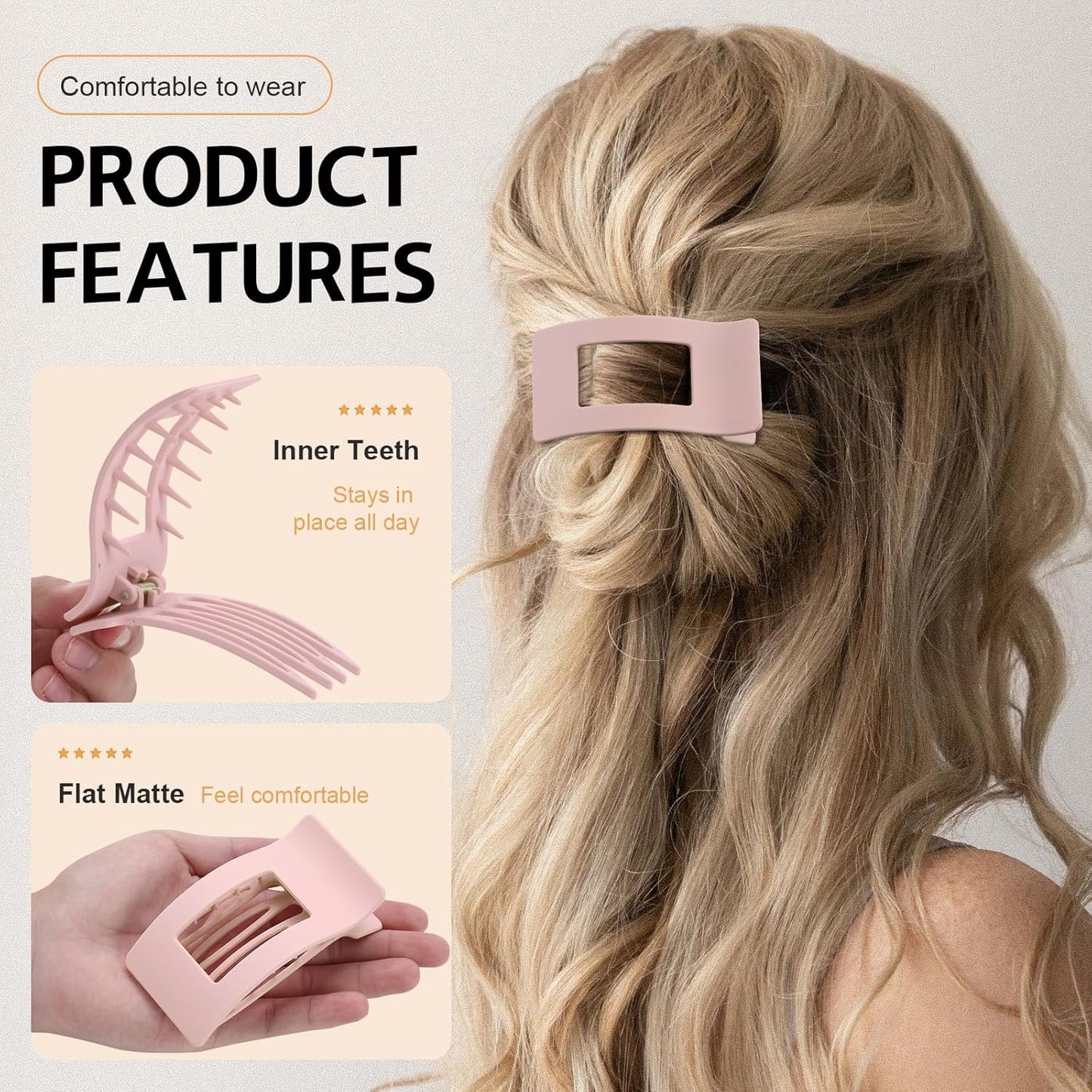 8 Pack French Flat Hair Clips for Women – Large Matte No-Slip Claw Barrettes for Thick & Thin Hair, Strong Hold Styling Accessories (Colorful)