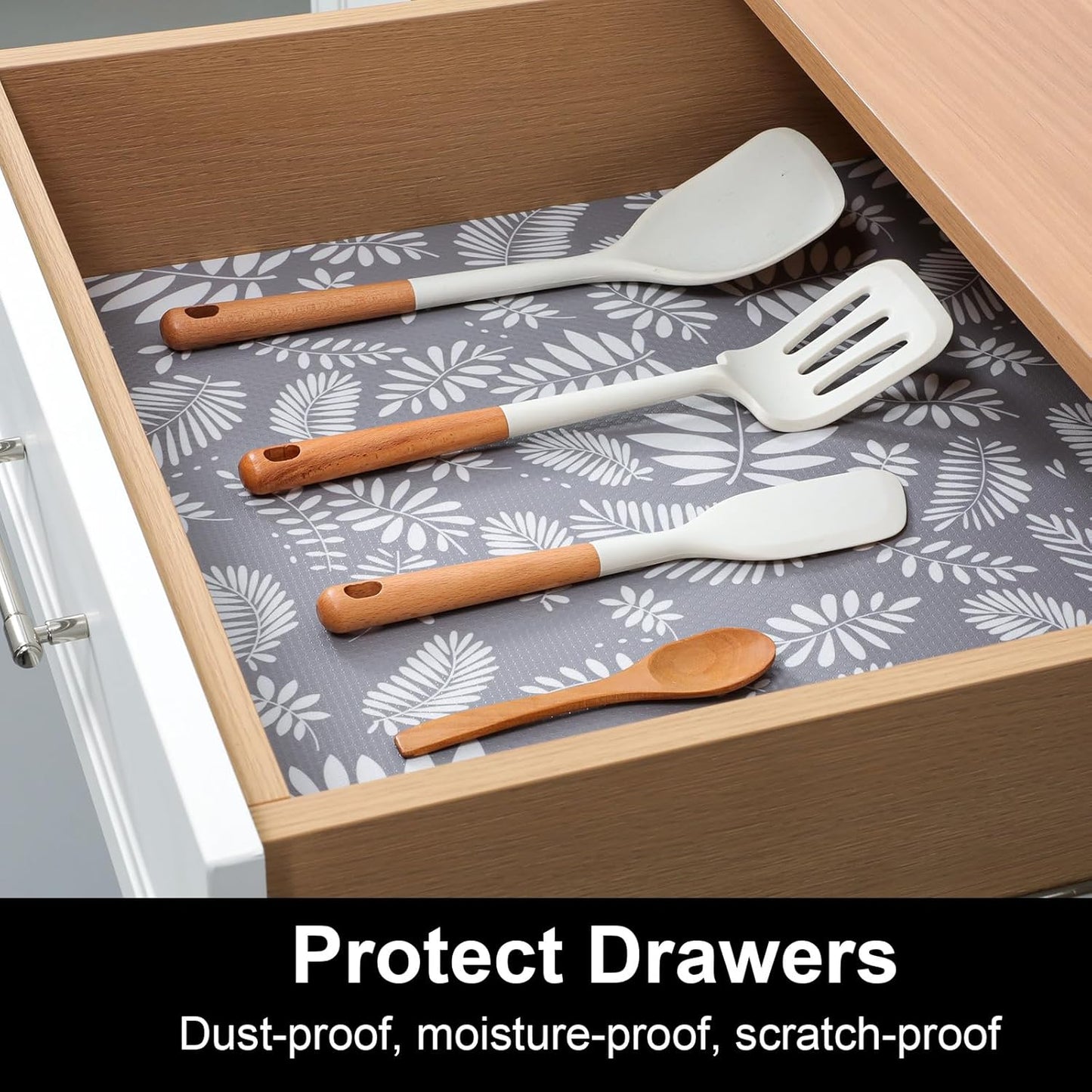 Cooyes Shelf and Drawer Liner for Kitchen Cabinets Non-Adhesive, Waterproof Non-Slip Cabinet Liners for Desk, Refrigerator, Shelves, Bathroom Drawers, Cabinet Protection