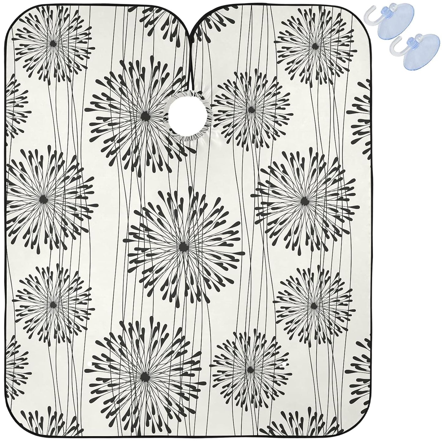 visesunny Barber Cape Black Round Pattern Polyester Hair Cutting Salon Cape Apron Anti-Static Haircut Water-Resistant Shaving Cloth Beard Shaving Bib Hairdressing Cape