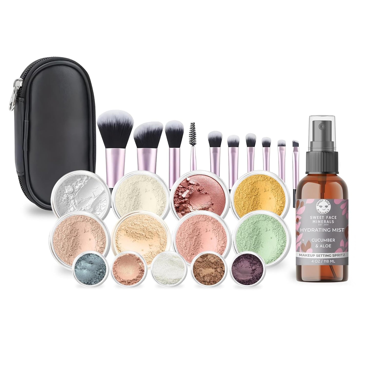 ULTIMATE KIT (LIGHT) Full Size Mineral Makeup Set Matte Foundation Kit Bare Face Sheer Powder Cover