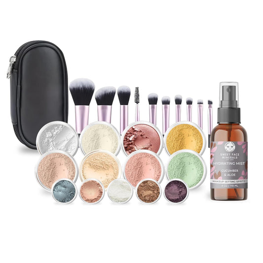 ULTIMATE KIT (LIGHT) Full Size Mineral Makeup Set Matte Foundation Kit Bare Face Sheer Powder Cover