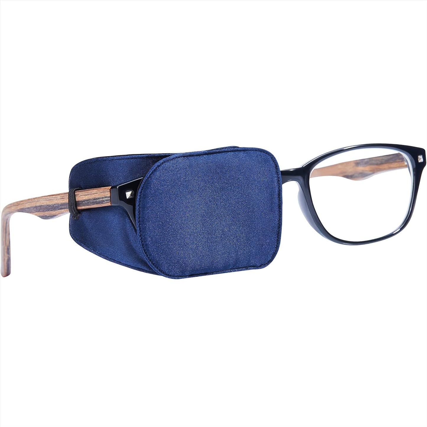 Astropic Silk Eye Patch for Adults Kids Glasses to Cover Either Eye (Medium, Navy Blue)