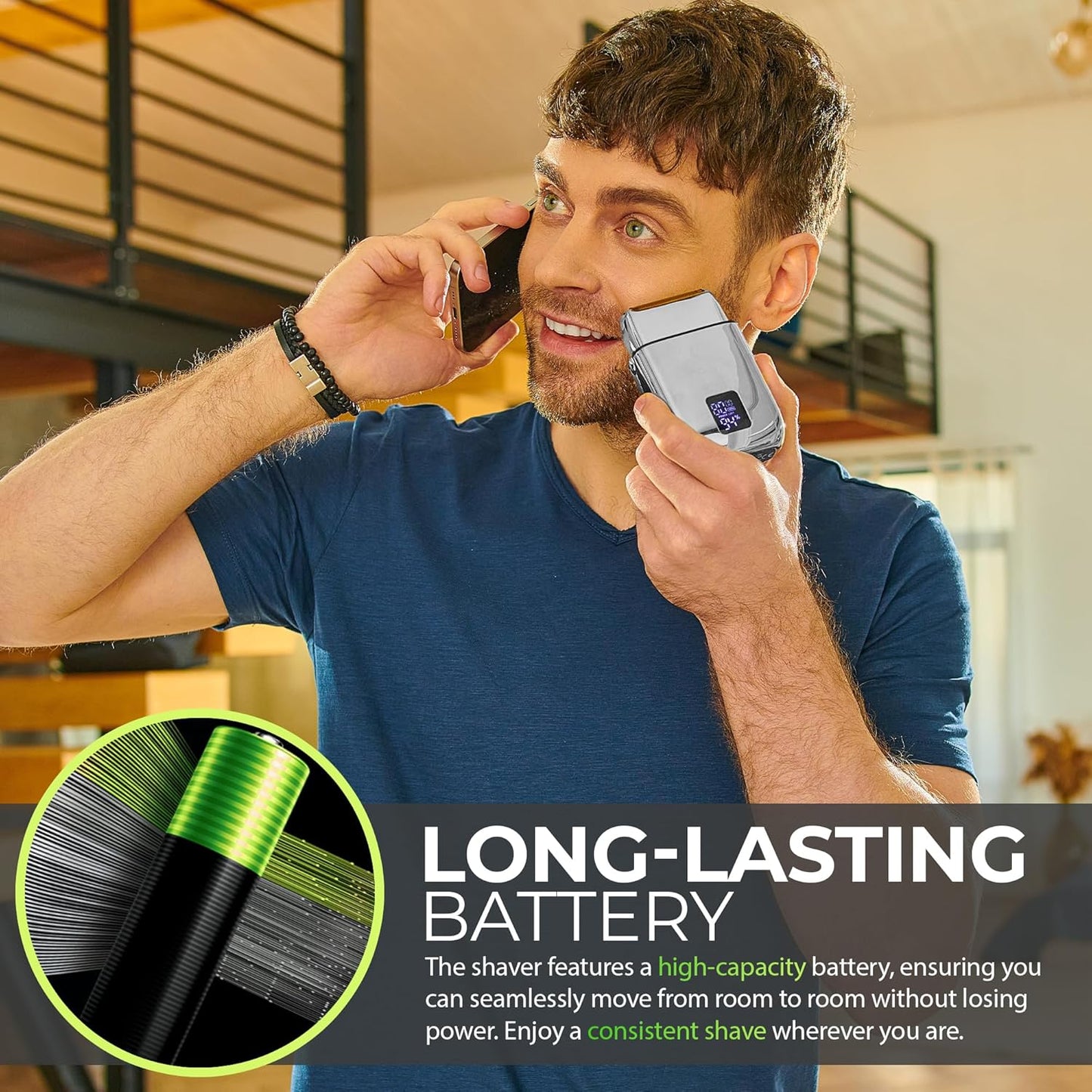 Hal&Hol Professional Cordless Electric Hair/Beard Trimmer and Foil Shaver for Men - Complete Barber Grooming Kit with Rechargeable Battery, Protective Case and 4 Guards, Gift for Men