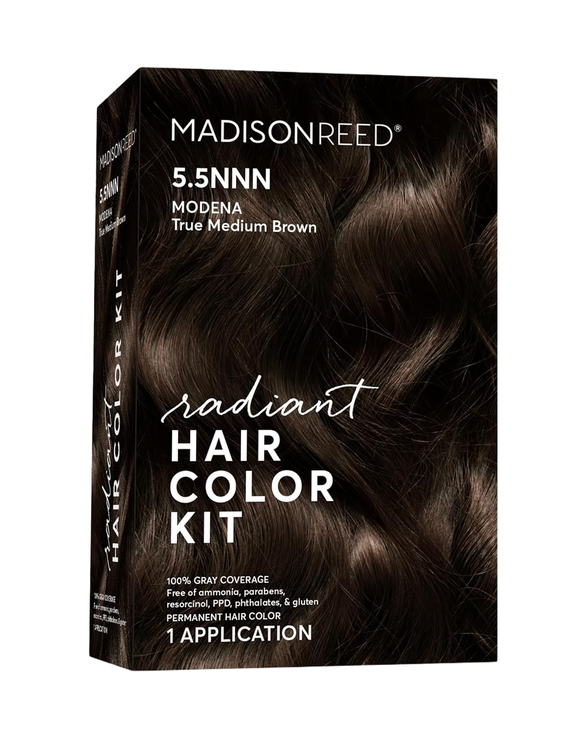 Madison Reed Radiant Hair Color Kit | 5.5NNN Dark Brown with Warm Golden Tones (Modena Brown) 100% Maximum Gray Hair Coverage | Permanent Hair Dye for Resistant Grays | PPD & Ammonia-Free | 1 Pack