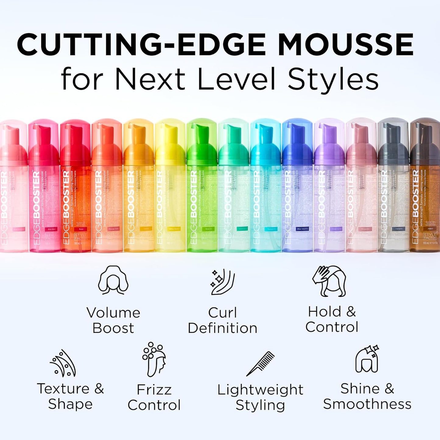 Style Factor EDGE BOOSTER Extra Strength Setting Mousse Travel Size – Frizz Control, Extra Volume, and Conditioning – 2.5oz Green Beryl Mousse for Curly Hair