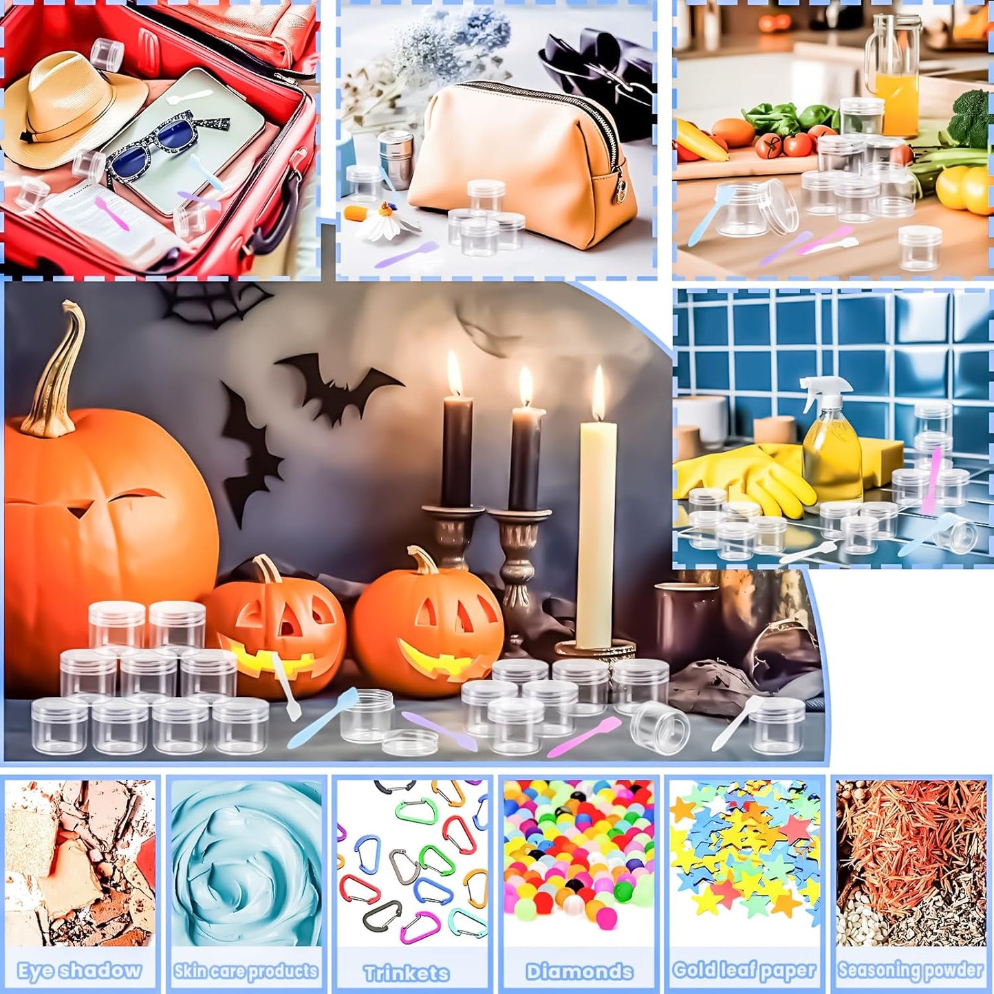 MotBach 35 Pack 20g Plastic Jars Containers, 20ml Travel Size Container Jars with Lids, 0.7oz Round Clear Cosmetic Container Jar for Travel Makeup Cosmetic Lip Balm Salve Sample Cream Beauty Lotion