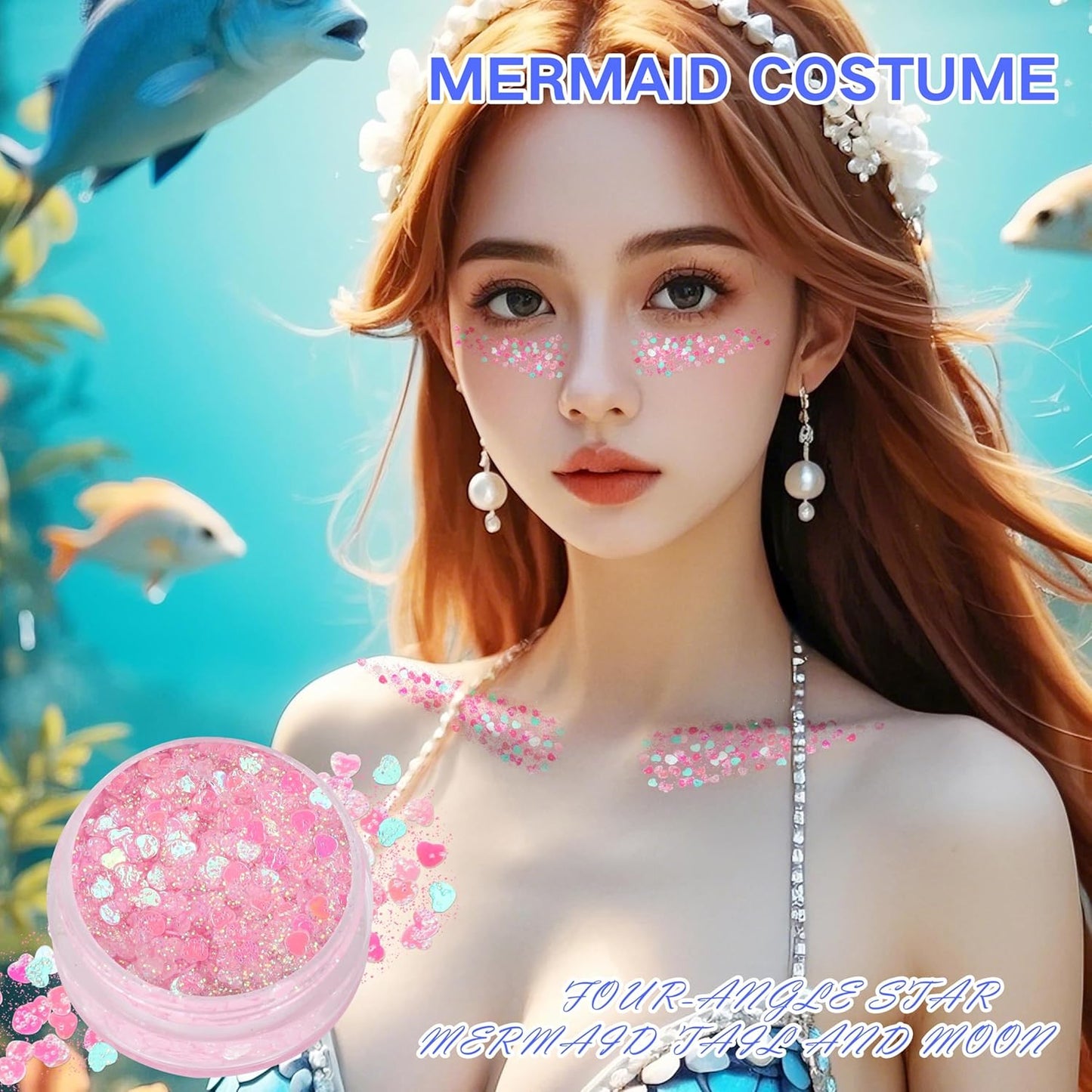 Pink Face Glitter Gel,10g/pc 4 Styles Body Glitter Mermaid Costume for Kids,Singer Concert Outfit for Women,Sparkling Hair Glitter Makeup Rave Festival Pink Out Accessories,40g/1.41 oz
