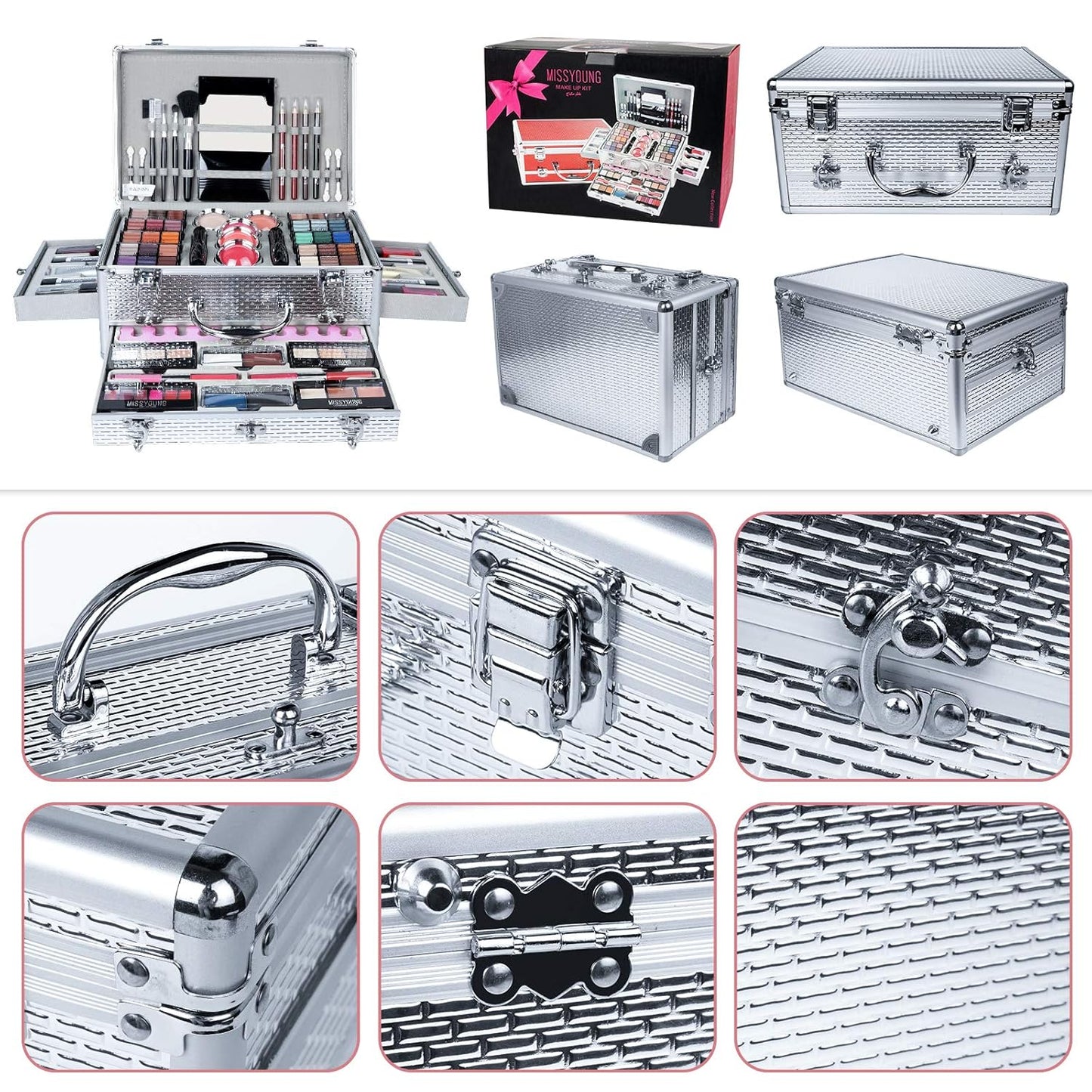 All-in-One Makeup Kit Gift Set Women Full Set Carry All Professional Make up Kit With Makeup Bag Lipgloss Lipstick Concealer Blush Foundation Face Powder Eyeshadow Palette Cosmetic Palette #2