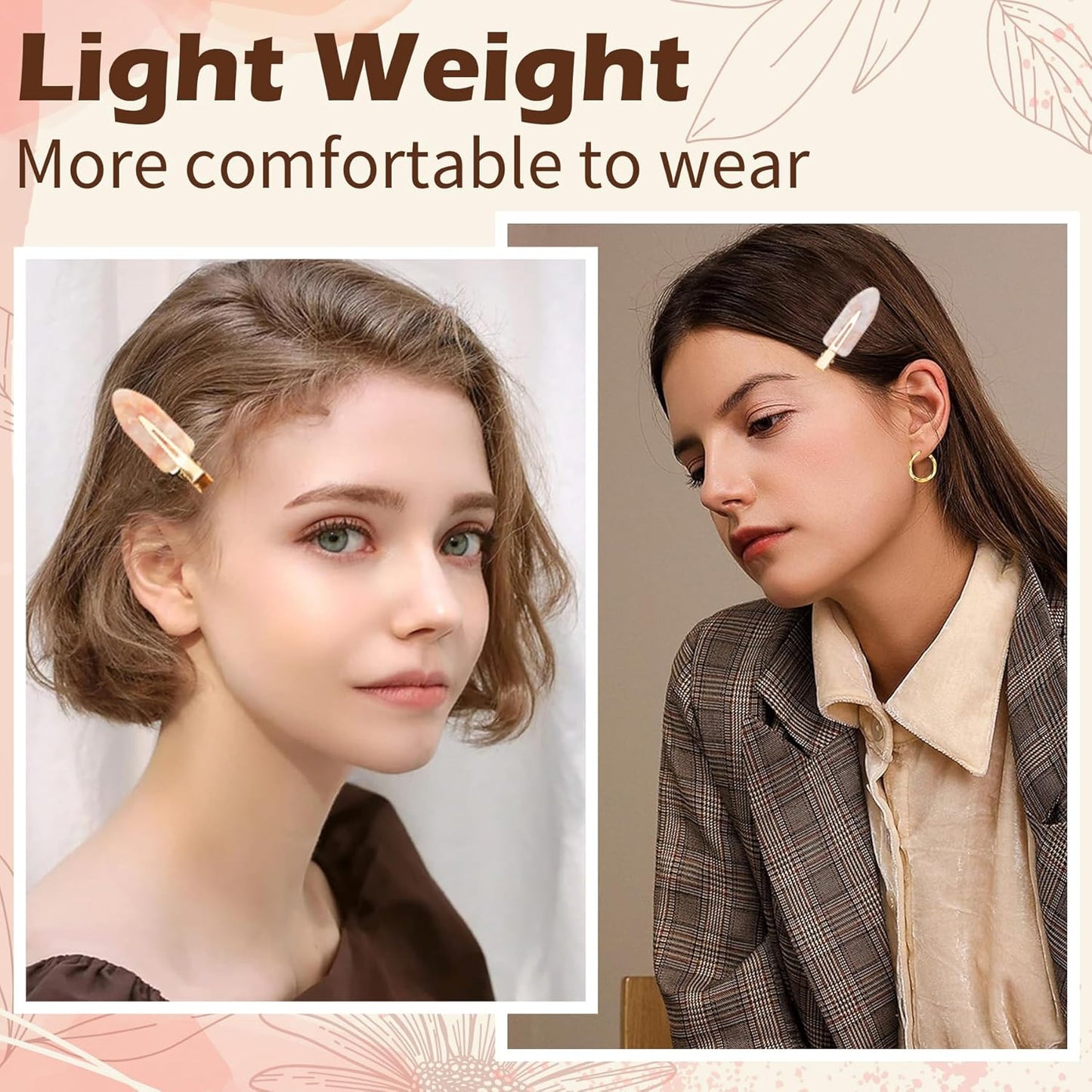 Gingbiss 10 Pcs No Bend Hair Clips, Acrylic No Crease Hair Clip for Hairstyling, Flat Clip Alligator Hair Barrettes for Women Girls Makeup Accessories(Pink Opal)