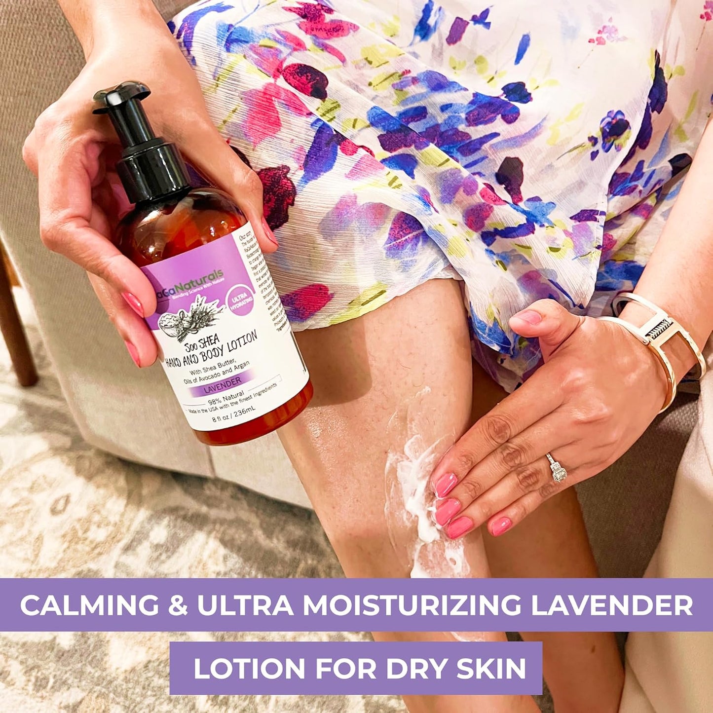 RaGaNaturals Lavender Shea Butter Hand and Body Lotion, 8 Fl Oz - Moisturizing, Plant-Based, Vegan, with Argan, Avocado Oil & Vitamin E