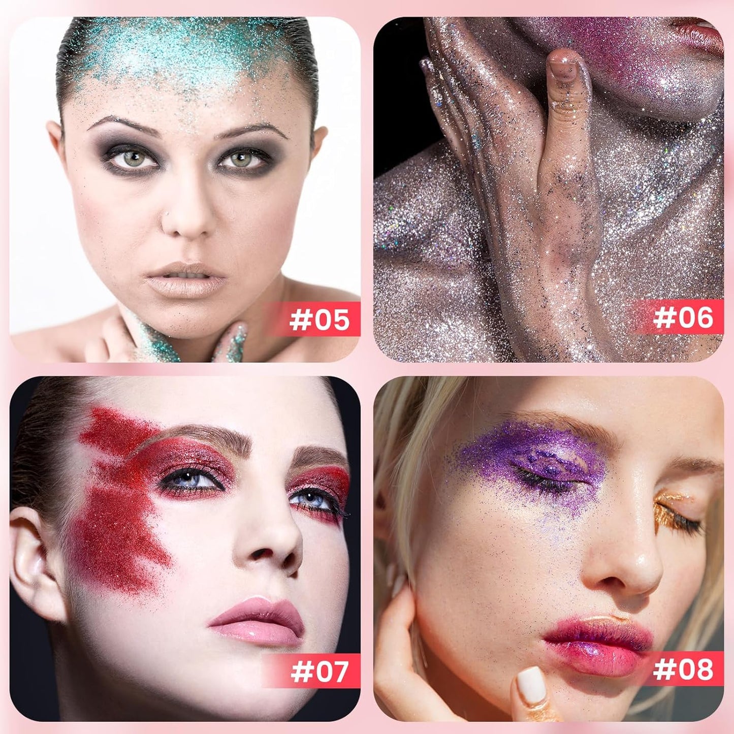 Purple Body & Face Glitter Makeup Stick, Multiuse Waterproof Glitter Gel for Face Body Hair Eye Lip, Holographic Sequins Paint Stick, Mermaid Accessories Makeup