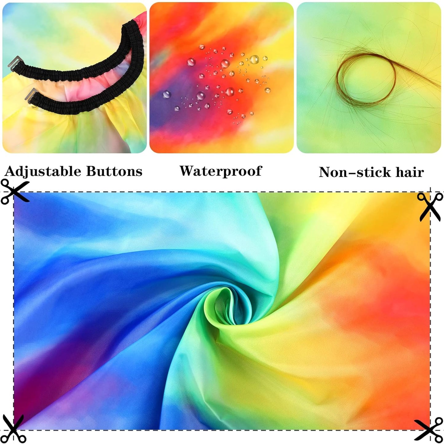 FEBSNOW Barber Cape Waterproof Professional Hair Cutting Cape Neck Duster Brush for Haircut Tie-dye Salon Beard Hairdressing Kits 46.8 × 56 Inches