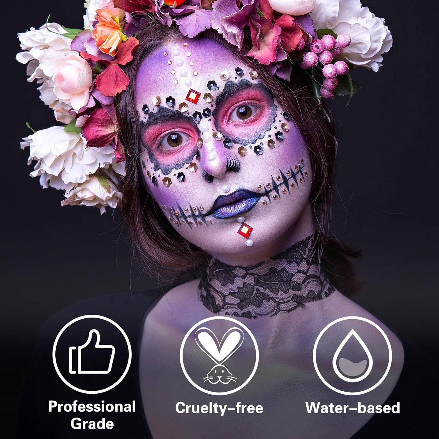 BOBISUKA Light Purple Face Body Paint, Water Based Face Painting for Art Theater Halloween Party Cosplay Clown SFX Makeup for Women Adults Teens, Non-Toxic Washable