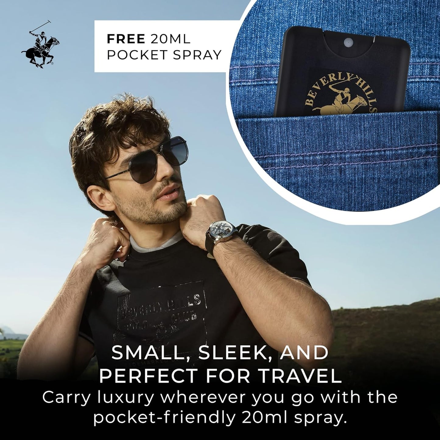 Beverly Hills Polo Club BHPC Men's Classic Eau De Toilette Fragrance Set - 1.7oz EDT + Portable Pocket Spray - Long Lasting Everyday Scent for Him