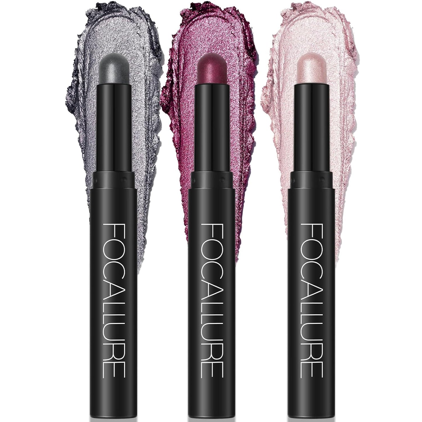 FOCALLURE 3PCS Cream Eyeshadow Stick Sets,Matte and Shimmer Eye Brightener, High Pigmented Crease-proof Pencil,Long Lasting Eye Shadow Highlighter Makeup,Cinnamon Night