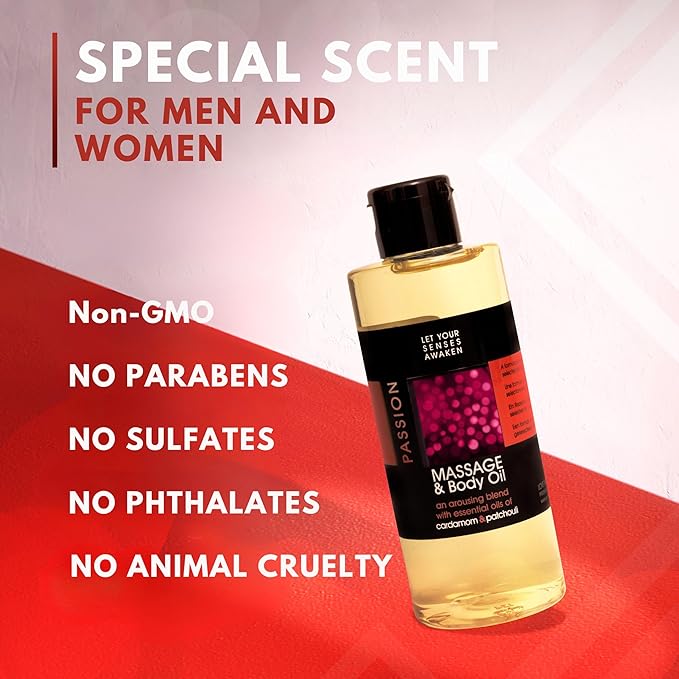 LOVE PLAY Massage Oil - Premium Massage and Body Oil for Massage Therapy - Vitamin E Infused - Essential Oil Blended 6.76 Fl Oz