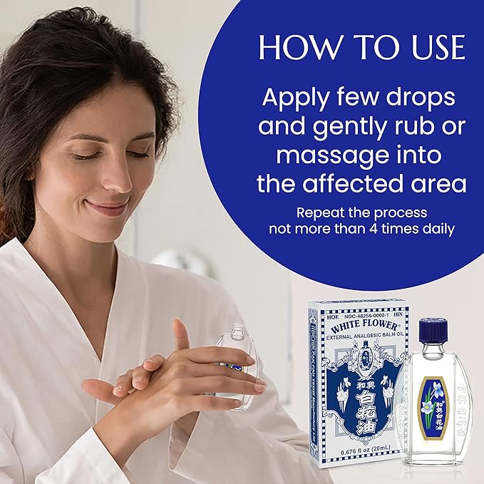 White Flower External Analgesic Balm Oil 10ml/ 0.338fl Oz., Authentic US Import(6 Packs)