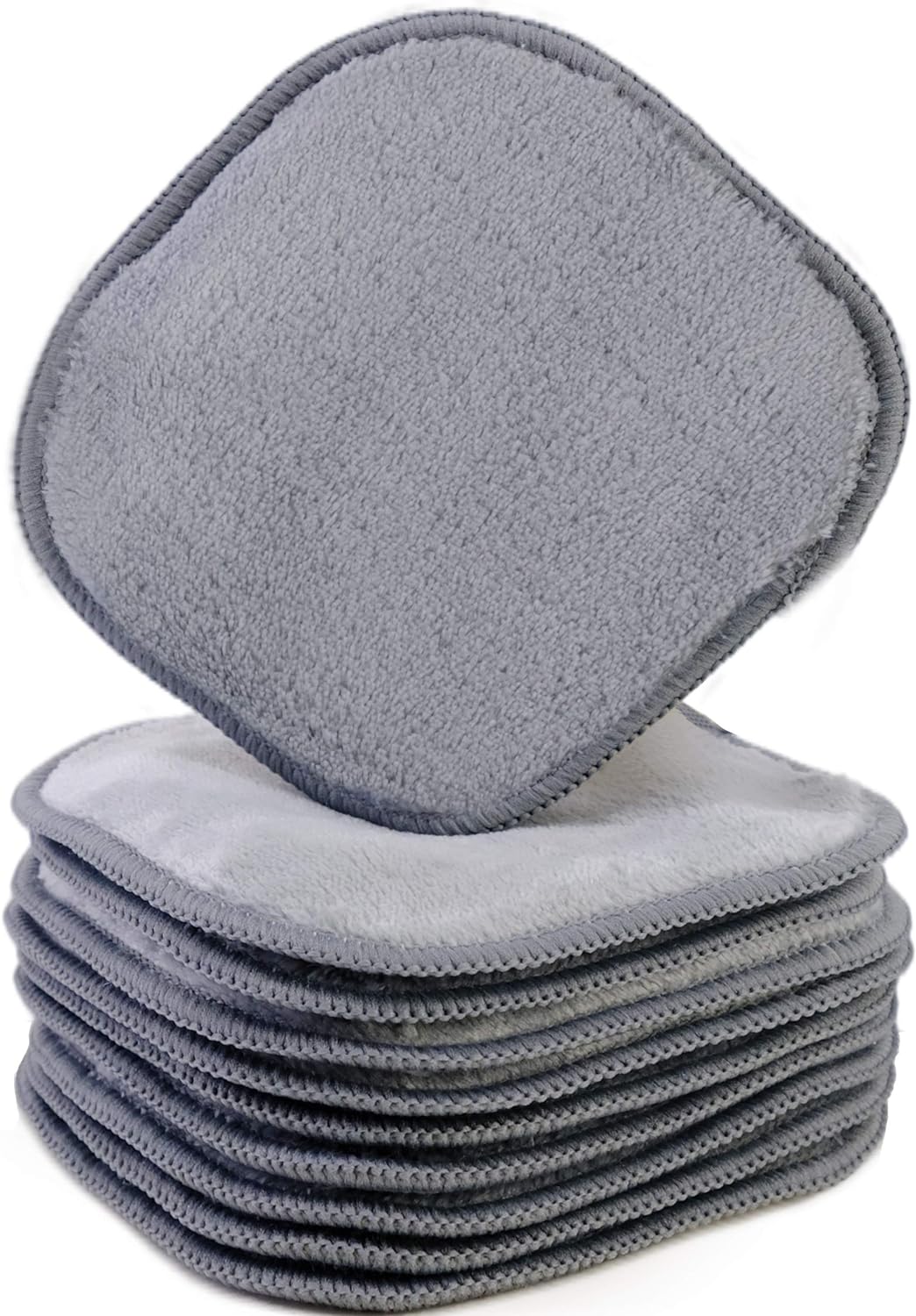 Polyte Premium Hypoallergenic Microfiber Fleece Makeup Remover and Facial Cleansing Cloth, 5 x 5 in, 10 Pack (Gray)