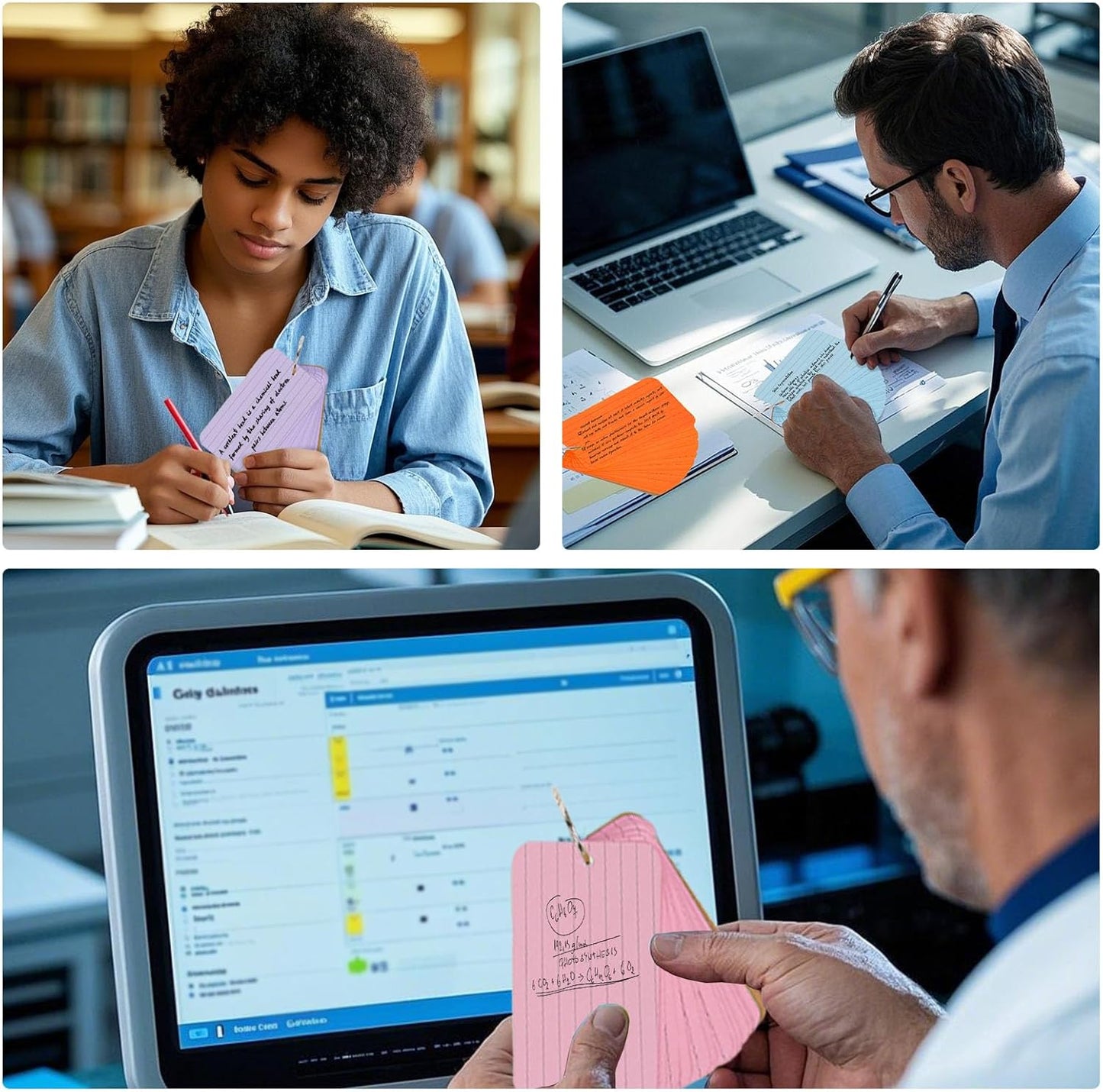 Koogel Index Cards 3x5 Inch with Ring, 300 Count, Colored Ruled Flash Cards for Studying, Heavyweight Lined Notecard for School Office Home Learning Memory Note Taking To Do List Supplies, 6 Colors