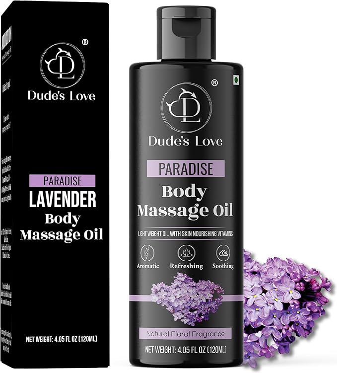 Organic - Lavender Floral Edible Full Body Massage Oil - Relaxing, Calming | No Stain & Non-Sticky |with Fractionated Coconut Oil, Orange Blossom & Lavender Oil - 4.05 Fl Oz