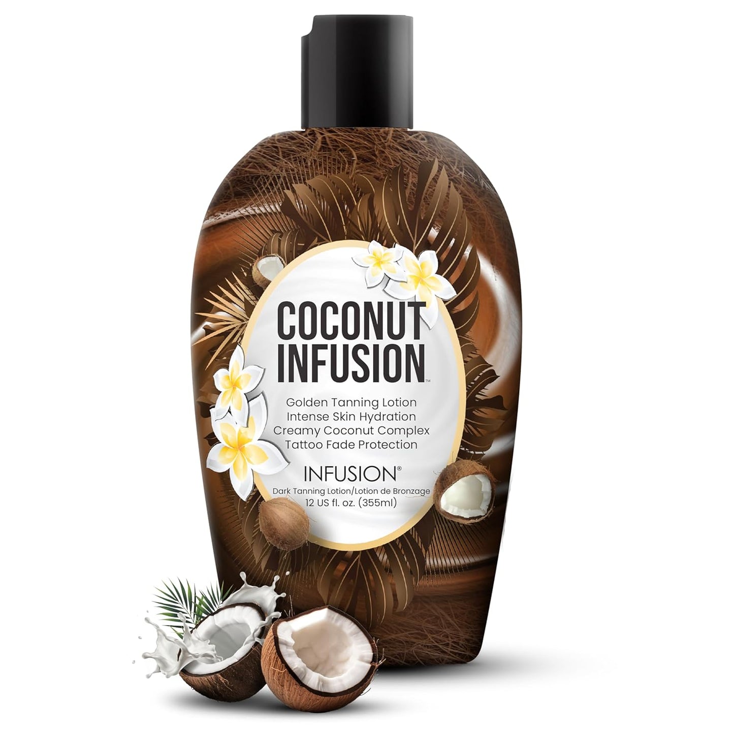 Coconut Infusion Tanning Lotion – Indoor & Outdoor Tan Accelerator – Hydrating, Safe for Face, Body, and Tattoos – Coconut Vanilla Scent – No Bronzer, Compatible for All Skin Types