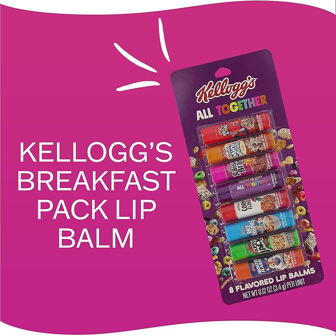 Taste Beauty KELLOGGS Breakfast Pack Lip Balms- 8-Pack of Favorite Cereal Flavors incl Rice Krispies, Frosted Flakes & More