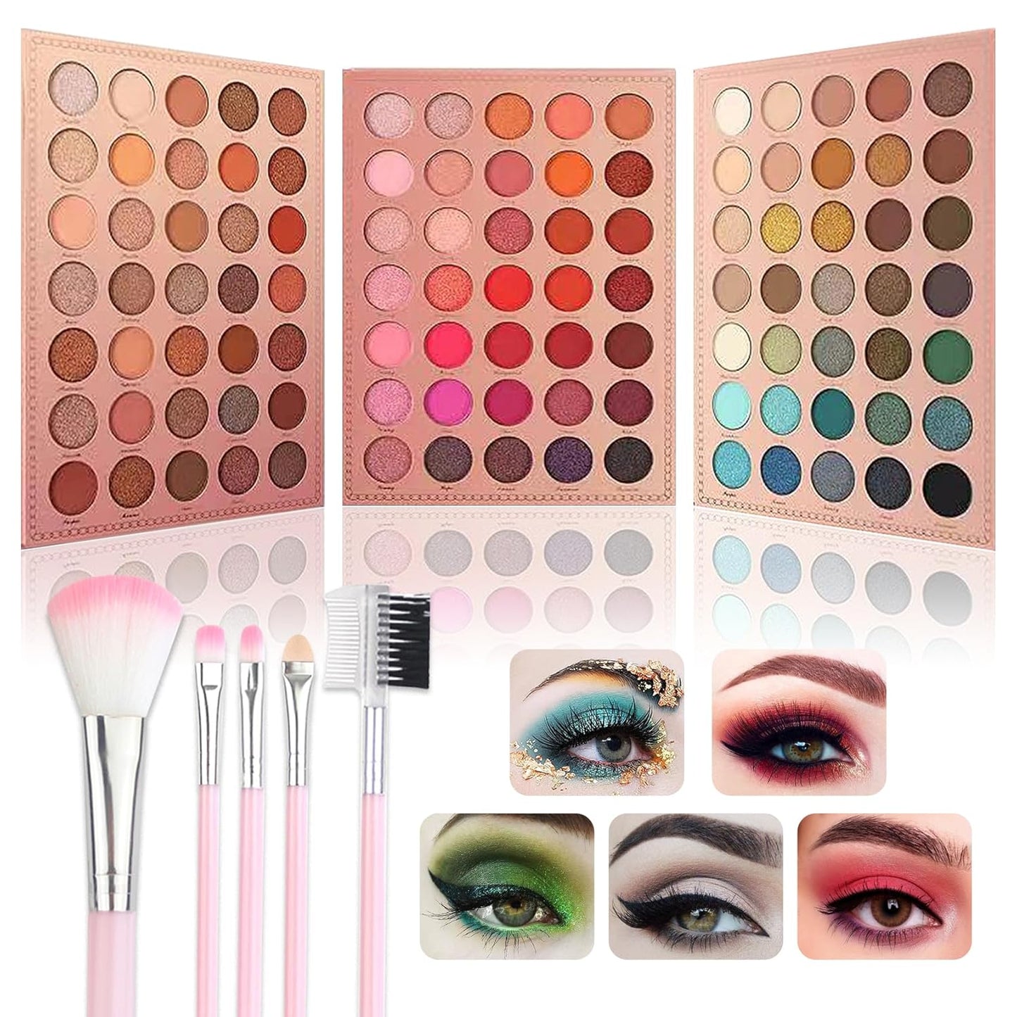 105 Colors Eyeshadow Palette with 5Pcs Brushes Set,Professional Makeup Smokey Nude Matte Eyeshadow Palette,Colorful and Long Lasting Powder Eye Shadow Makeup Gift Set