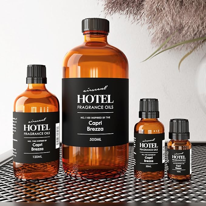 AirScent Capri Brezza Diffuser Oil - Volcano-Inspired Premium Fragrance Oil No. 1100 for Ultrasonic and Waterless Diffusers and Crafting - 500 ml, 16.9 fl oz Glass Bottle