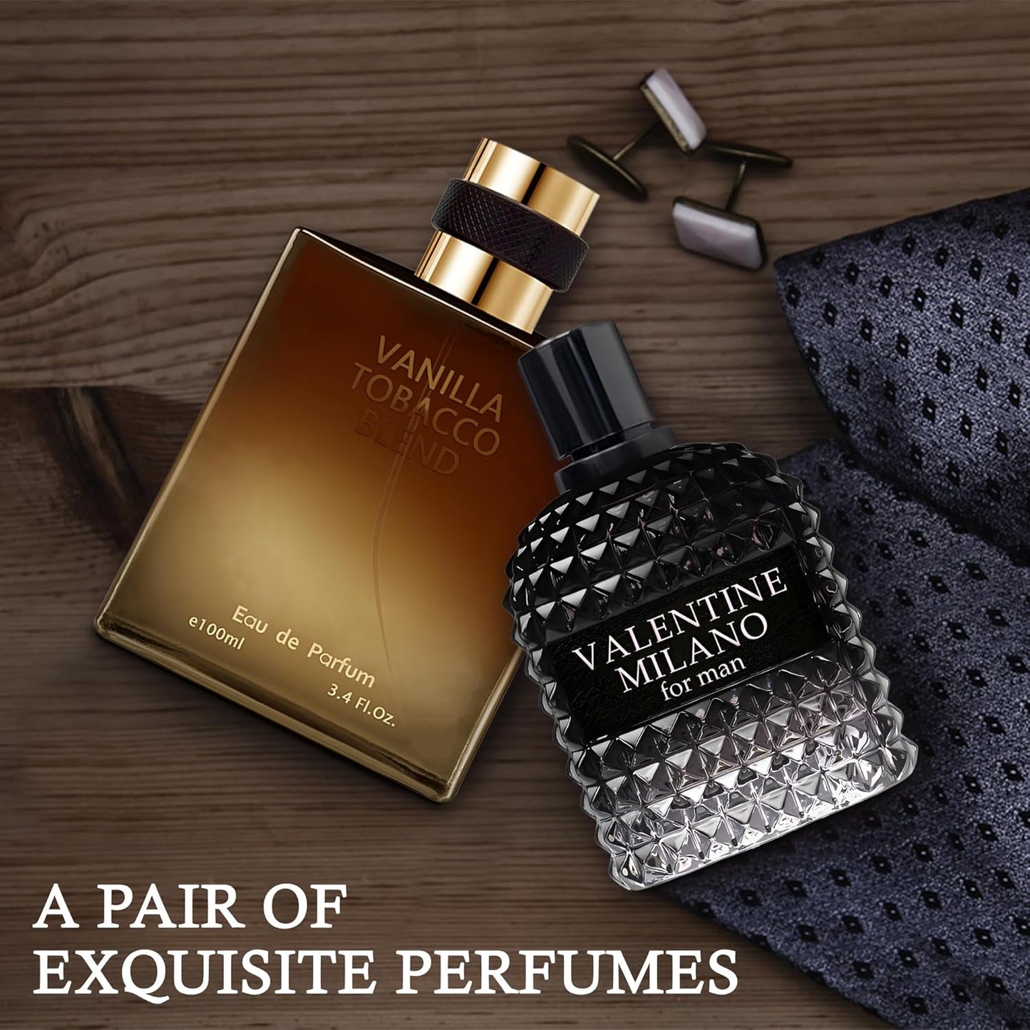 Valentine Milano/Vanilla Tobacco 2PCS Eau De Toilette for Men-Fresh, Romantic Scent Perfume for Men 3.4 Fl Oz Each Mens Cologne For All Skin Daily Used