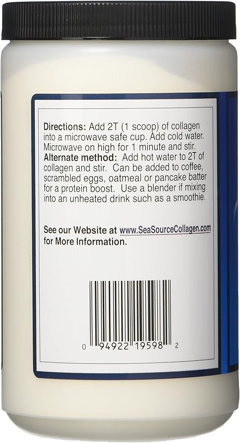 SeaSource™ Collagen Pure HYDROLYZED Fish Collagen Dietary Supplement Powder - Made in Canada from The Skins of Wild Caught Cod.