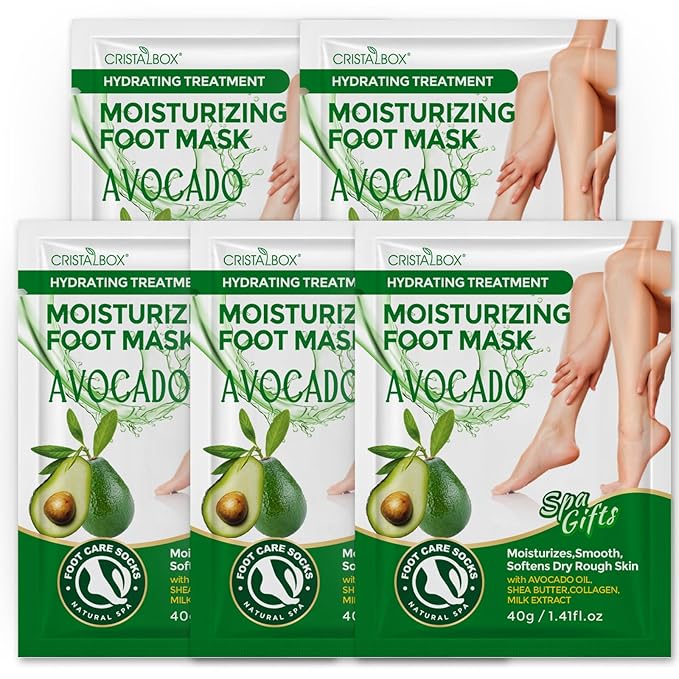 Moisturizing Foot Mask 5 Pack,Hydrating Foot Masks for Dry Cracked Feet,Moisturizing Socks Dry Skin Moisturizer for Soft and Smooth Touch Feet,Foot Care Spa Gifts for Women Men Mother's Day Gifts