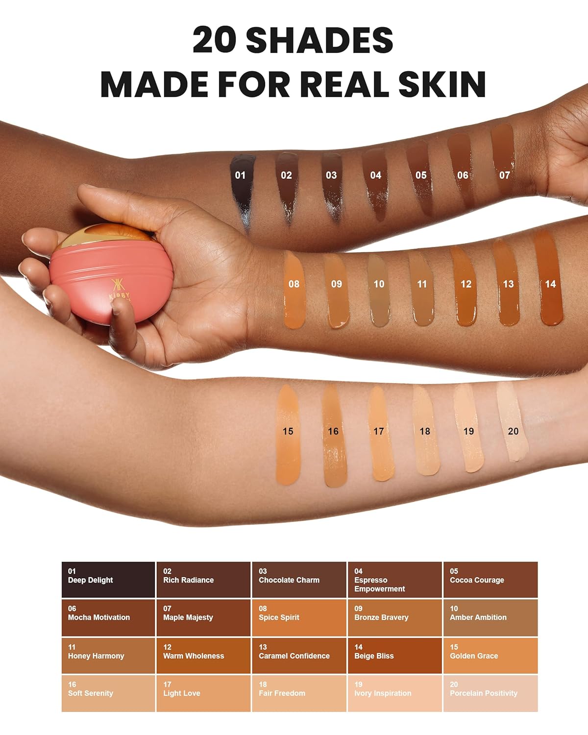 Konfident Glow Skin Tint – Mocha Motivation Hydrating Oil-Free Glass-Skin Foundation, Buildable Light-to-Medium Coverage, 30 ml – Inclusive Clean Makeup for Radiant Confidence