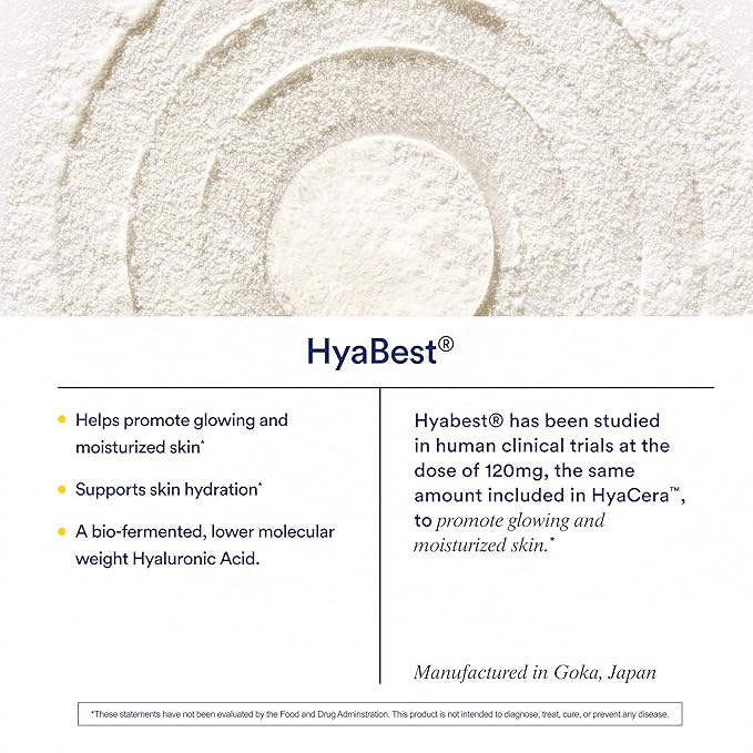 Ritual HyaCera Skin Supplement for Wrinkle Support, with Hyabest® and Ceratiq® for Skin Hydration Support, Hyaluronic Acid, Glycolipids, Ceramides, Gluten Free, Non GMO, Vanilla Essence, 30 Day Supply