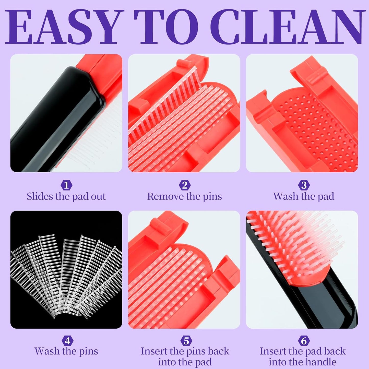 Hair Brush set for Curly, Detangling Hair Brush for Afro America/African Hair Textured 3a to 4c, Detangler Brush for Women Men Kids Styling Defining (Purple)