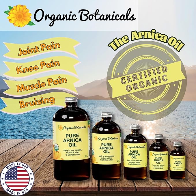 Arnica Oil - Pure Organic Muscle Discomfort Bottle - Organic Arnica Oil for Bruising and Swelling, Arnica Montana Oil for Muscle and Joint Discomfort, Arnica Massage Oil (2 oz)