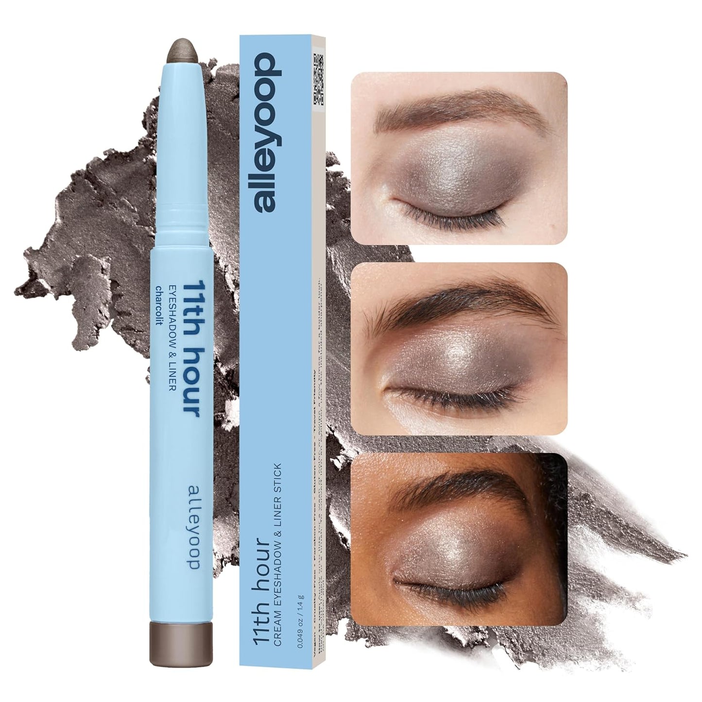 ALLEYOOP 11th Hour Cream Eye Shadow Sticks - Charcolit (Shimmer) - Award-winning Eyeshadow Stick - Smudge-Proof and Crease Proof for Over 11 Hours - Easy-To-Apply and Compact for Travel, 0.05 Oz